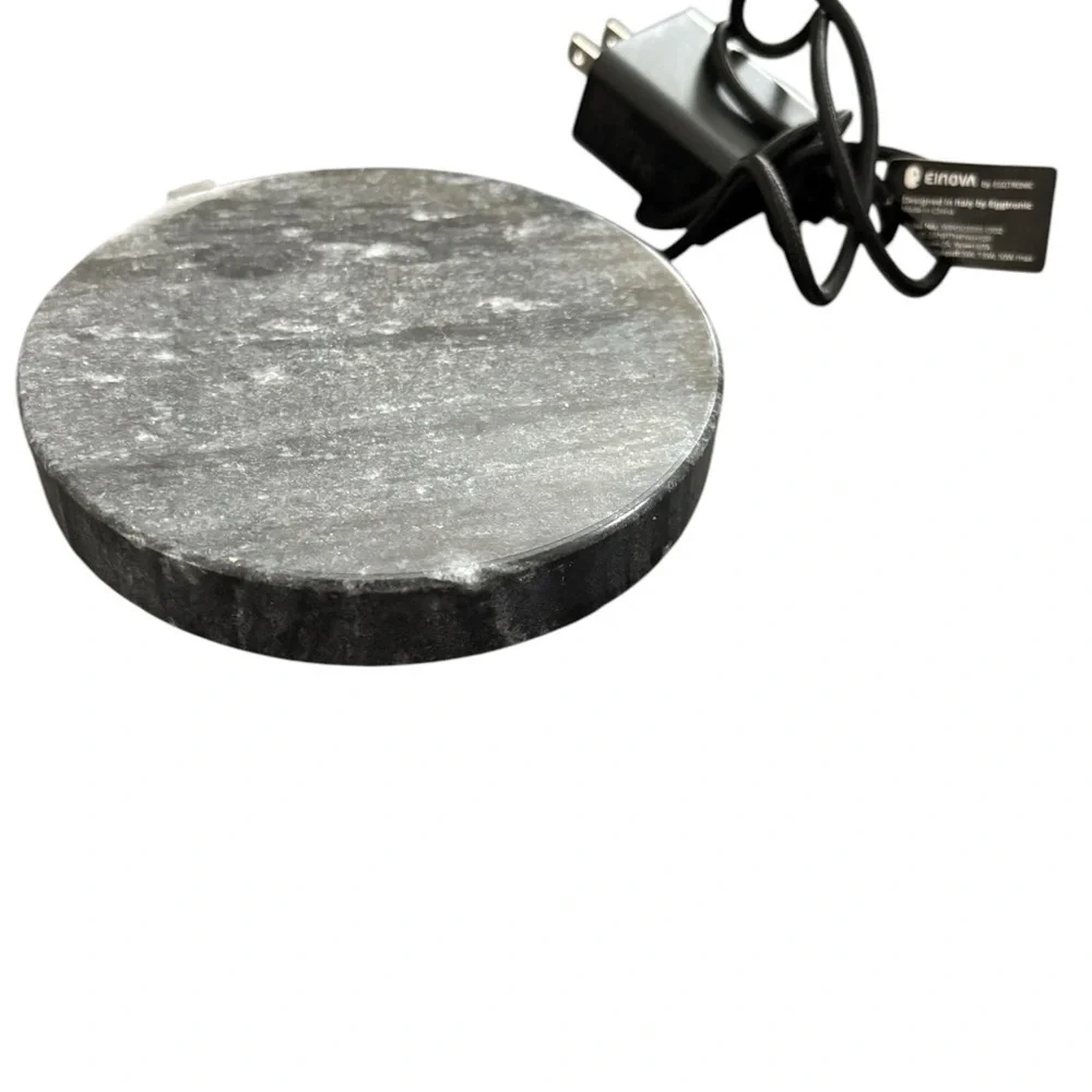 Marble Stone Wireless Phone Charger Gray Round Soft Velvet Base Non Scratch